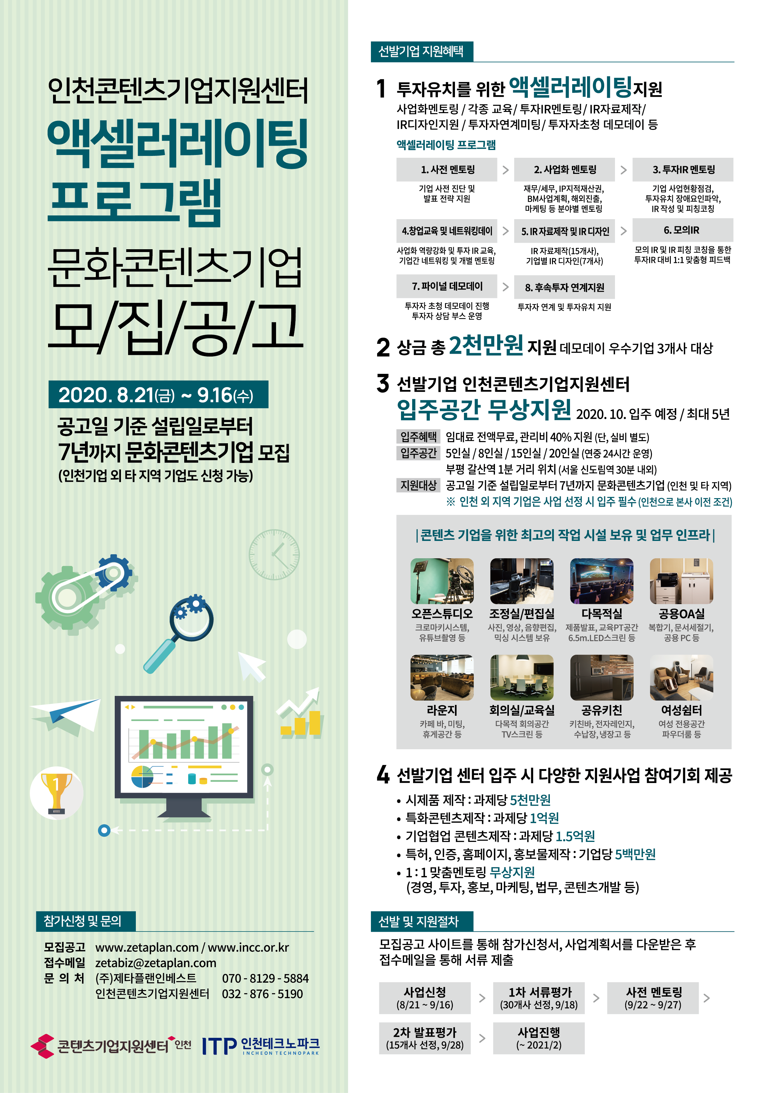 인천콘텐츠기업지원센터 액셀러레이팅 프로그램 참여기업 모집 